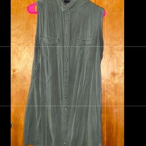 Army Green button down dress